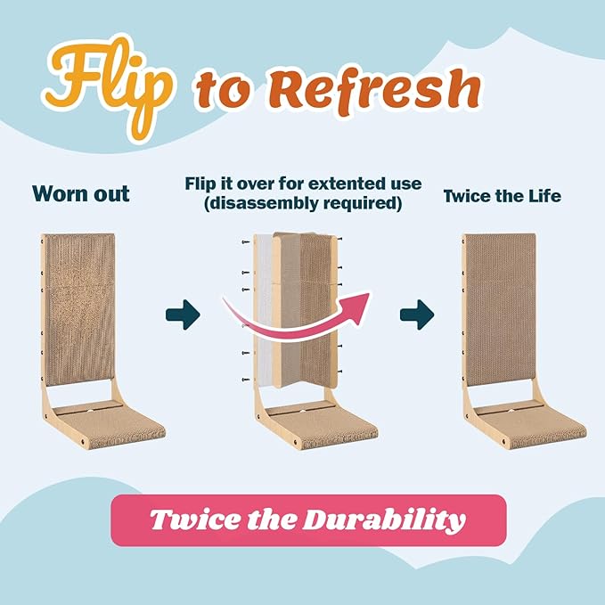 2-Pack Cat Scratching Board, 25.6'' Tall Cardboard L Shape Vertical Cat Scratchers for Indoor Cats, Cat Scratching Post for Wall and Couch, Large-PurrikoPets