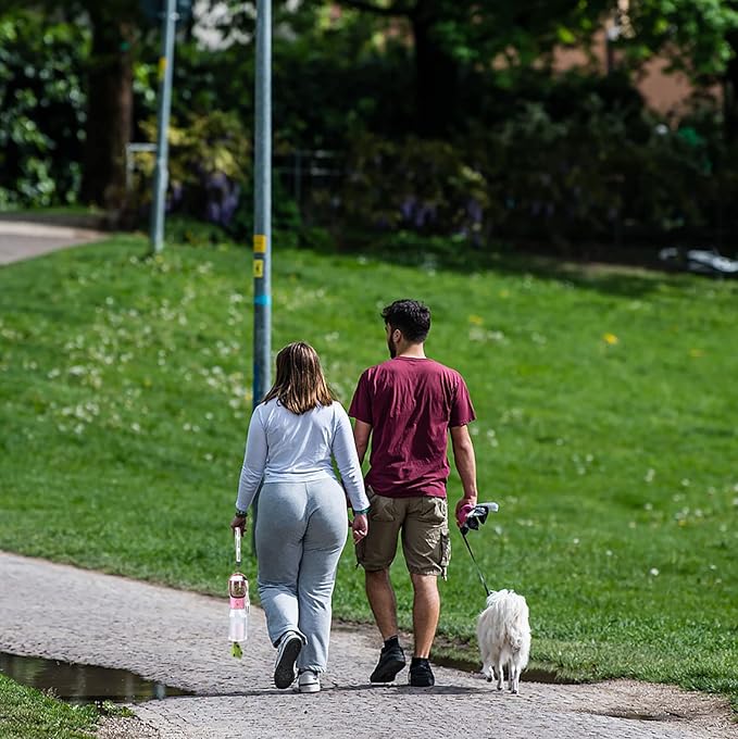 Dog Water Bottle with Food Container & Poop Bag Holder, Travel Water Bowl, Portable Pet Dispenser, Girl Dog Accessories Stuff Items Essentials Gift for Yorkie Chihuahua Walking Hiking-PurrikoPets