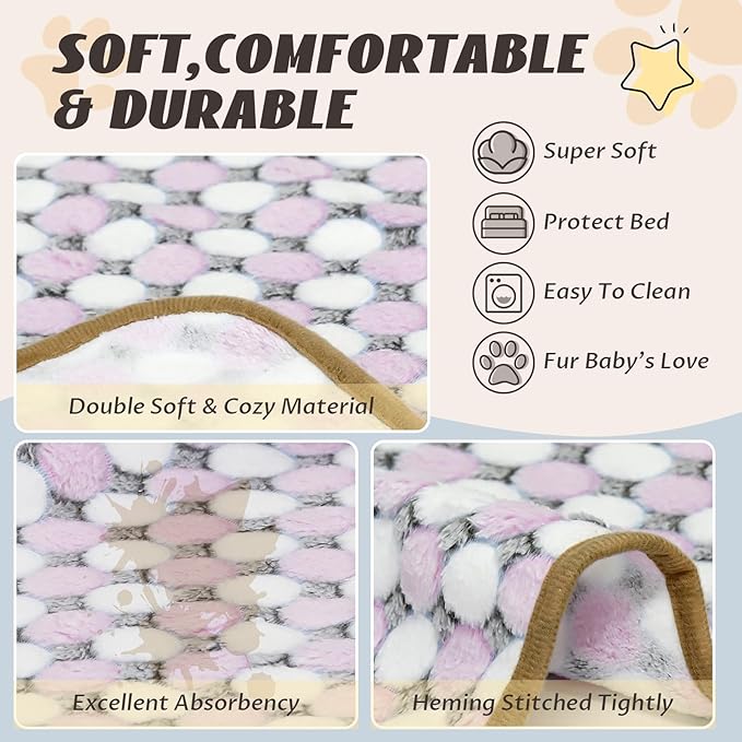 6 Pcs Washable Guinea Pig Blankets Absorbent Animal Fleece Bedding Waterproof Cage Liners Reusable Pet Pee Pad Sleep Mat Pad Cover for Hamster Ferret Rabbit Chinchilla Hedgehog (20"x30")-PurrikoPets