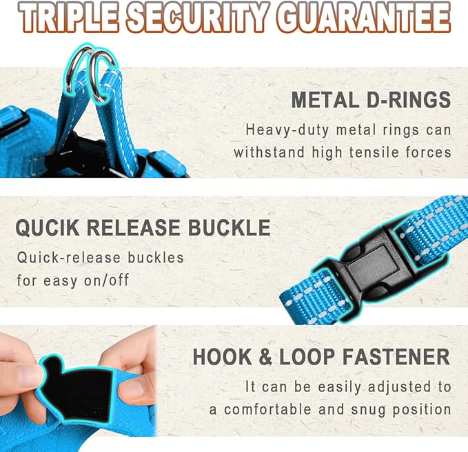 Dog Harness Step in Dog Vest Harness, Reflective Adjustable Puppy No Pull Harness Breathable Soft for Small and Medium Dogs Cats, Blue, S-PurrikoPets