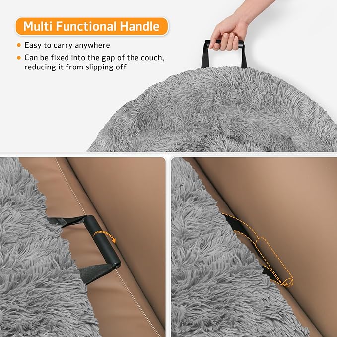 GGIB Calming Dog Bed Fluffy Plush Dog Mat for Furniture Protector with Removable Washable Cover for Large Medium Small Dogs and Cats (Large, Grey)-PurrikoPets