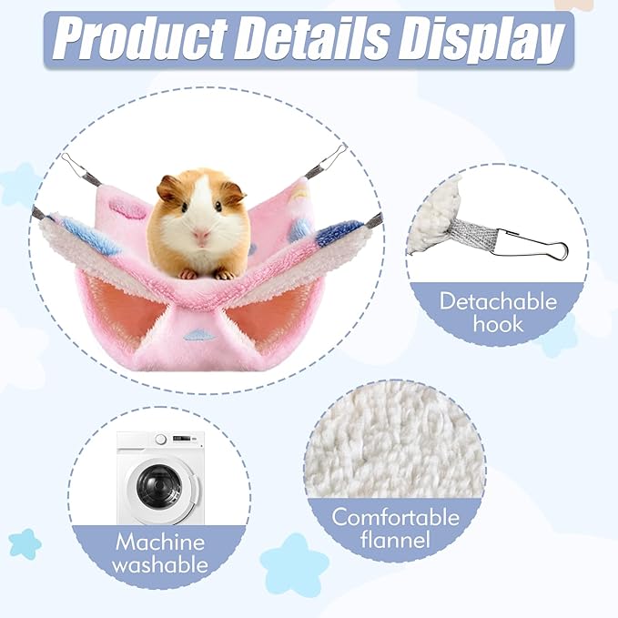 4 Pcs of Rat Hammocks Small Animal Hammock Rat Hanging Bed Guinea Pig Hammock Guinea Pig Accessories for Small Animals Cage Chinchilla Parrot Sugar Glider Ferret Squirrel-PurrikoPets