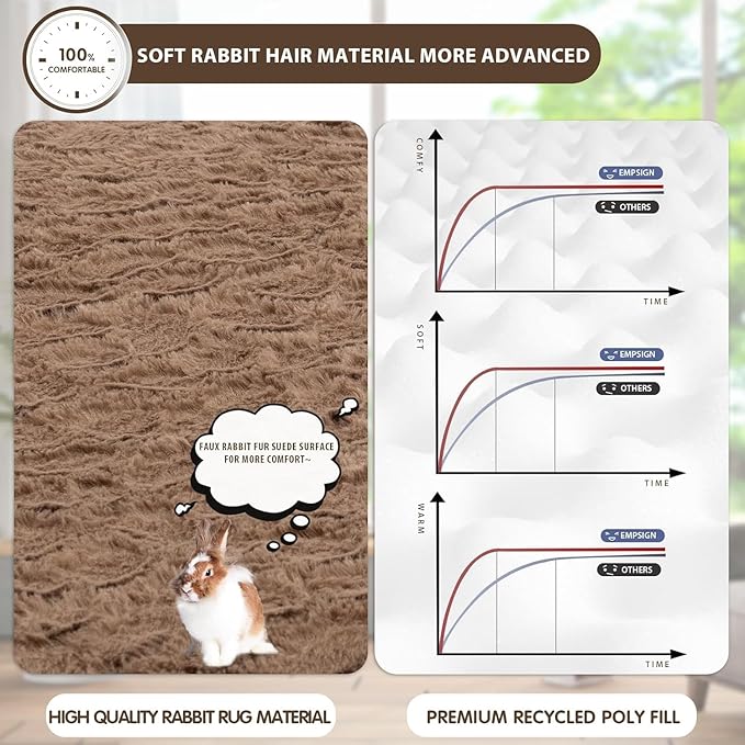 EMPSIGN Dog Bed Mat 47 Inch Reversible Warm & Cool,Washable Dog Crate Bed with Egg Crate Foam Support, Pet Sleeping Mat for Large Medium Small Dogs, Fluffy Kennel Pad(Brown)-PurrikoPets