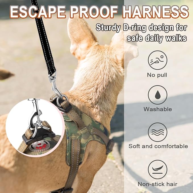 Dog Harness Step in Dog Vest Harness, Reflective Adjustable Puppy No Pull Harness Breathable Soft for Small and Medium Dogs Cats, Camo, XXS-PurrikoPets
