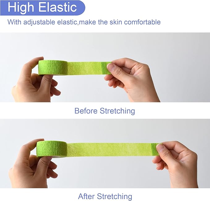 9 Pack 1" x 5 Yards Self Adhesive Bandage Wrap Self Stick Wrap for Ankle, Wrist, Finger, Sports, Breathable Cohesive Vet Tape for Pets (Grass Green)-PurrikoPets