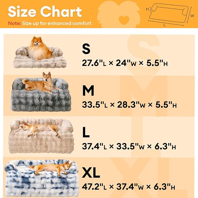 FUNNY FUZZY Pet Fluffy Fuzzy Couch Cover, Calming Washable Dog Bed Sofa Protector Pets Mat for Small Medium Dogs and Cats (Tie-dye Grey,33.45 × 28.35 × 5.51 in)-PurrikoPets