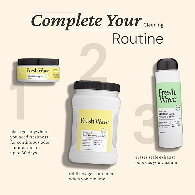 Fresh Wave Lemon Odor Removing Gel, 7 oz., Pack of 3 - Safer Odor Absorbers for Home, Natural Plant-Based Odor Eliminator, Every 7 oz. lasts 15-30 Days, For Cooking, Trash & Pets-PurrikoPets