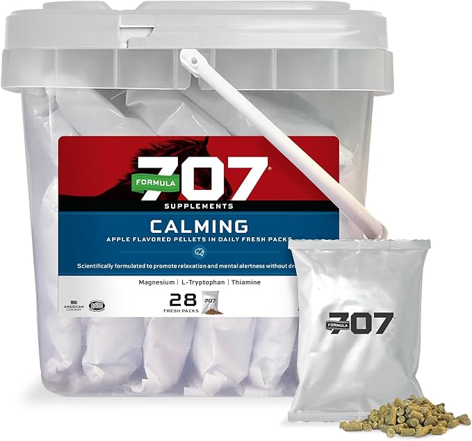 Formula 707 Calming Equine Supplement, Daily Fresh Packs – Anxiety Relief and Enhanced Focus for Horses – L-Tryptophan, Thiamine & Magnesium-PurrikoPets
