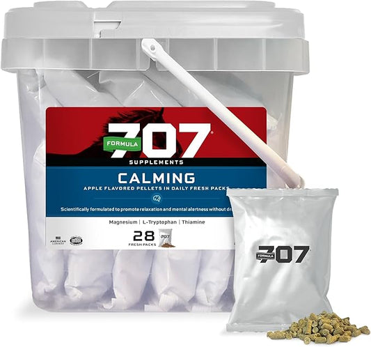 Formula 707 Calming Equine Supplement, Daily Fresh Packs – Anxiety Relief and Enhanced Focus for Horses – L-Tryptophan, Thiamine & Magnesium-PurrikoPets