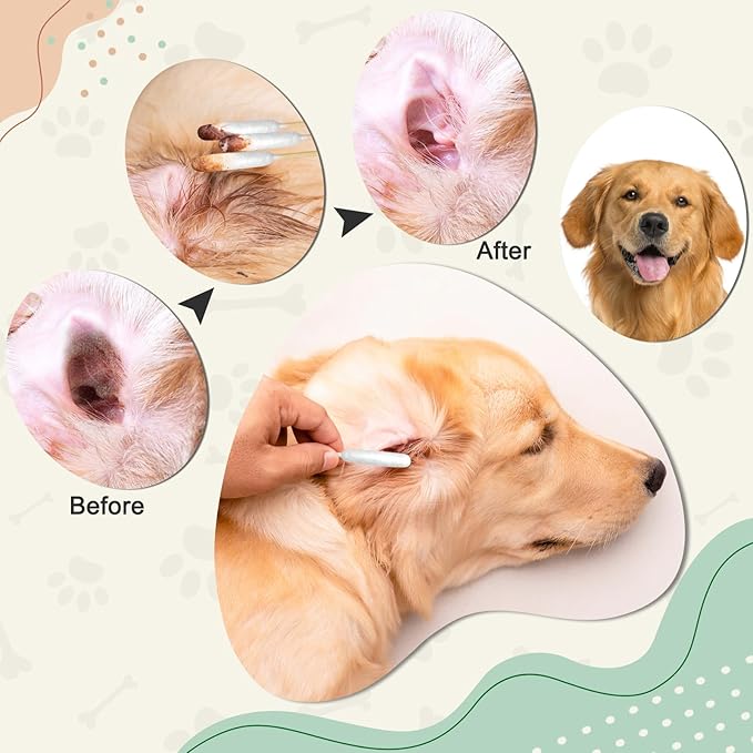200 PCS Dog Ear Cleaning Kit; 6-Inch Large Cotton Swabs for Gentle & Effective Cleaning. Safe and Hygienic Pet Ear Cleaning Solution-PurrikoPets