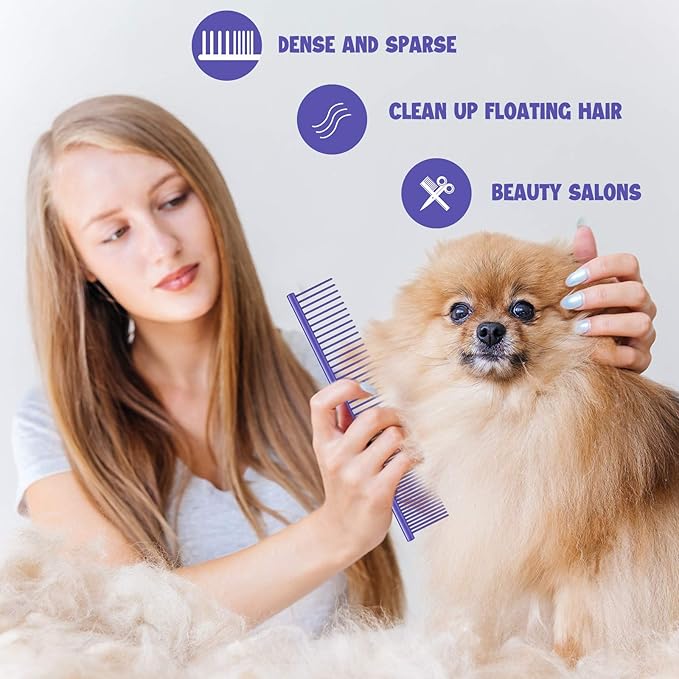 3 Pcs Stainless Steel Grooming Combs for Matted and Tangled Long Hair - Pet Guide Clippers for Dog and Cat-PurrikoPets