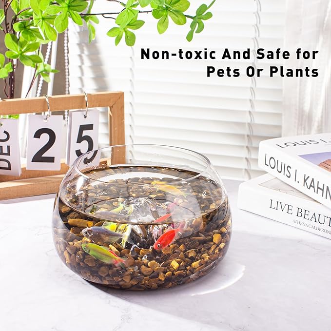 3 Lb Tiger Eye Aquarium Gravel Rocks Polished Tumbled Crushed Stones, Natural Crushed Stone Crystal Chips Decorative for Fish Tank||Vase Filler|Succulent Plants Decor, 6mm-9mm-PurrikoPets