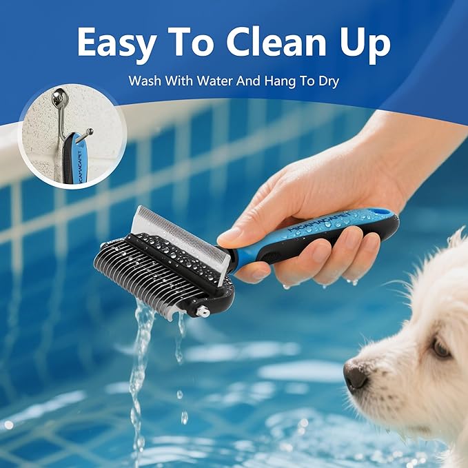 2-in-1 Shedding Brush and Detangling Comb Combo,Stripping Brush for Medium and Large Dogs, Dog and Cat Grooming Comb, 22 Stainless Steel Teeth Remove Tangled Hair, Pet Grooming Tools-large-PurrikoPets