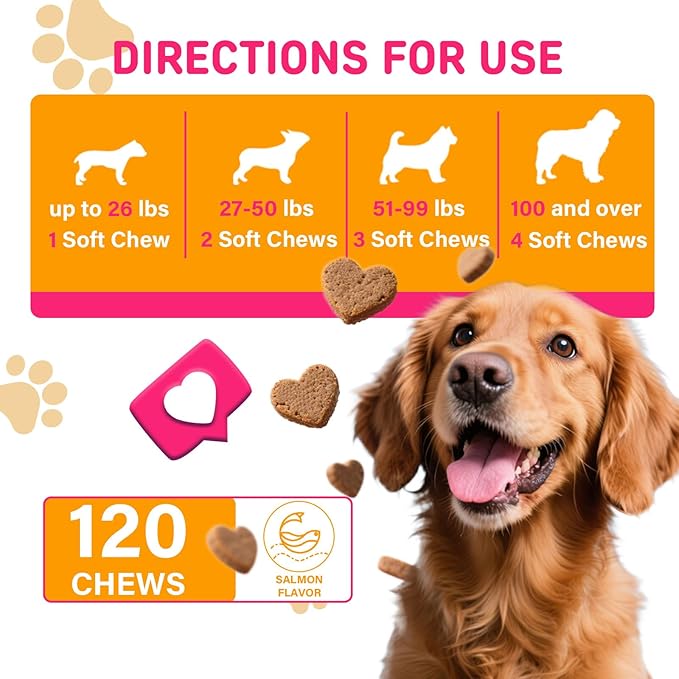 Eye Supplements for Dogs - Vision Support Soft Chews with Lutein, DHA & Vitamin C | 120ct Salmon Flavor Tear Stain Chews | Cataract & Dry Eye Relief Supplement (120 Ct, Salmon)-PurrikoPets
