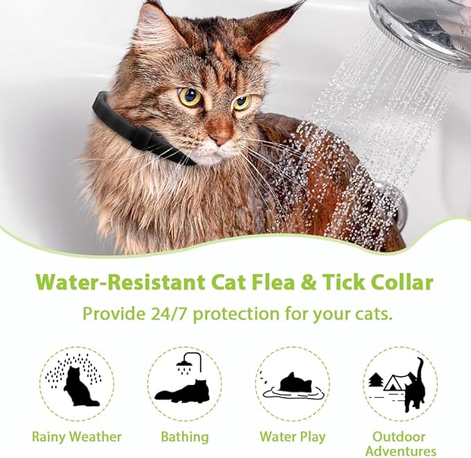 4 Pack Flea and Tick Collar for Cats, Natural Plant Oil Formula Cat Flea Collar Provides 32-Month Protection for Flea Tick Prevention, Waterproof & Adjustable Cat Flea Treatment for Most Cats-PurrikoPets