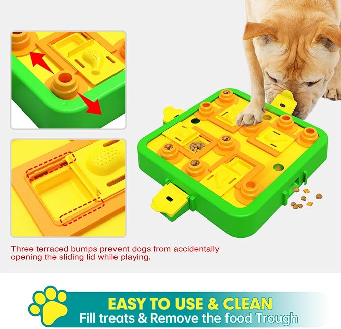 Dog Puzzle Toy Mental Stimulation - Level 3 in 1 Dogs Food Feeder Puzzle, Dog Treat Puzzle Feeder (Advanced-Green Board)-PurrikoPets