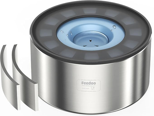 1Gallon No Spill Water Bowl for Dogs, Double-Wall Stainless Steel with Splash-Proof Paws Lid and Floating Disk, Non-Slip Base, Easy to Clean Slow Water Feeder for Large Medium Dogs-PurrikoPets