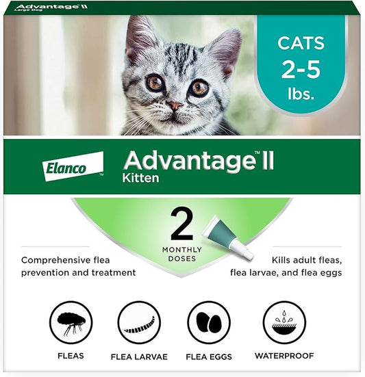 Advantage II Kitten Vet-Recommended Flea Treatment & Prevention | Cats 2-5 lbs. | 2-Month Supply-PurrikoPets