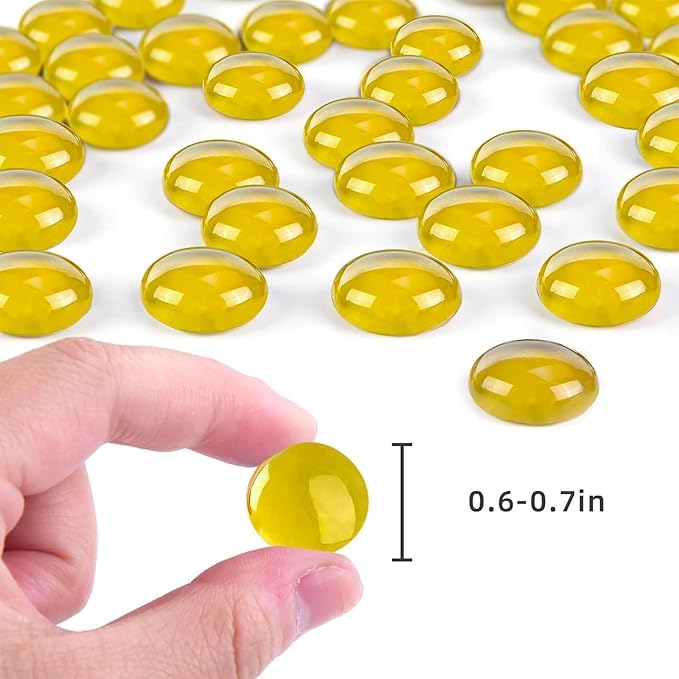 FUTUREPLUSX 1LB Yellow Glass Marbles, Flat Marbles Glass Beads Vase Fillers Decorative Rocks Gold Gemstones for Centerpieces Aquarium Table Scatter Home Decor-PurrikoPets