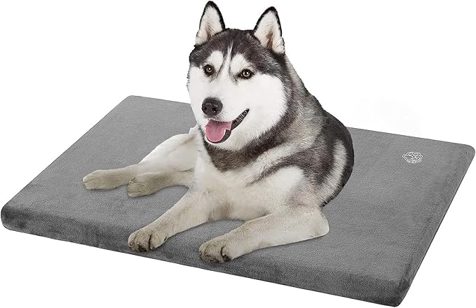 EMPSIGN Stylish Dog Bed Mat Dog Crate Pad Mattress Reversible (Cool & Warm), Water Proof Linings, Removable Machine Washable Cover, Firm Support Pet Crate Bed for Small to XX-Large Dogs, Grey-PurrikoPets