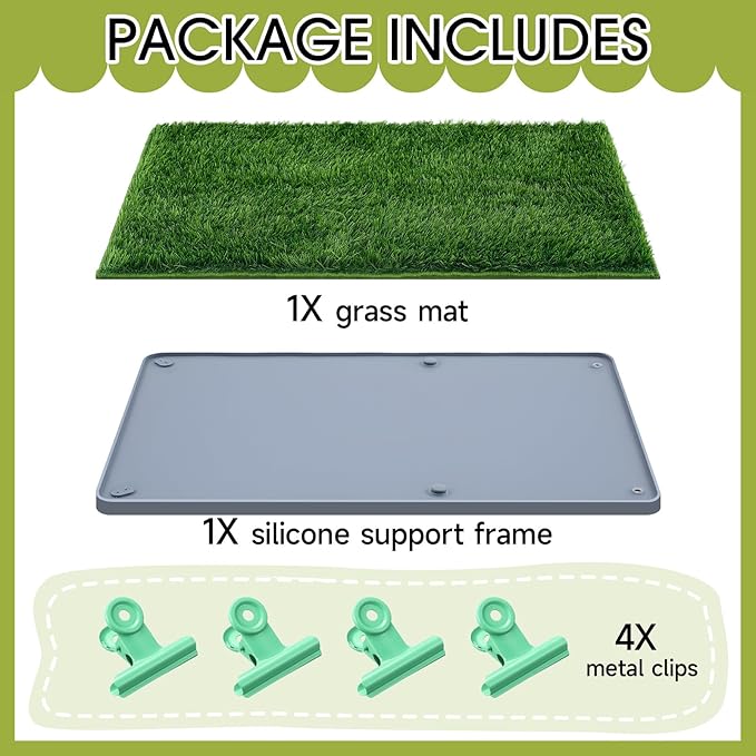 Dog Potty for Indoor or Porch with Foldable Silicone Stand Tray Large, 35 x 25 Inch Dog Grass Pad for Puppy Training, Reusable Artificial Grass Pee Pad, Indoor Outdoor Pet Toilet for Small Medium Dogs-PurrikoPets