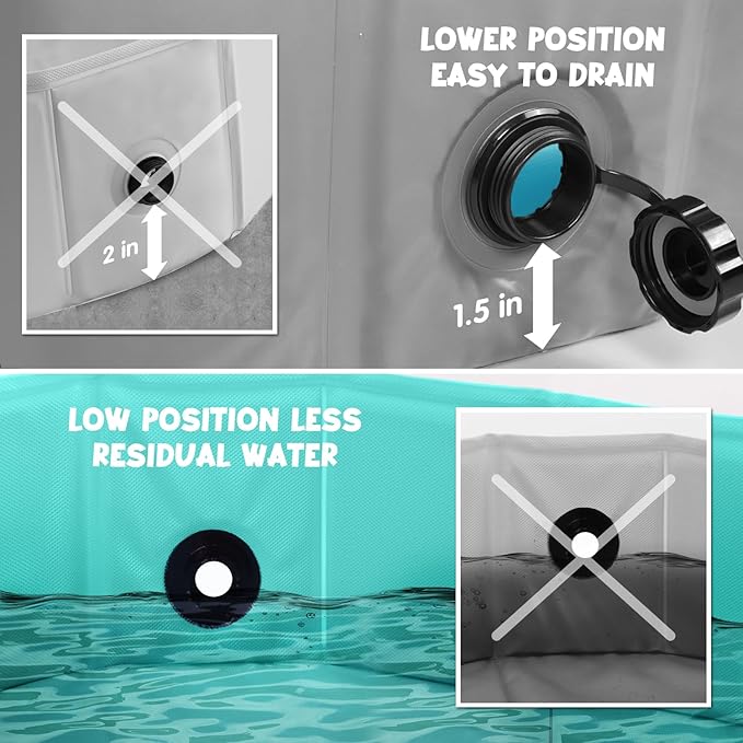 Furrybaby Dog Pool Foldable Dog Pools for Large Dogs with Hard Plate Collapsible Pet Bath Pool Kiddie Grey 63''-PurrikoPets