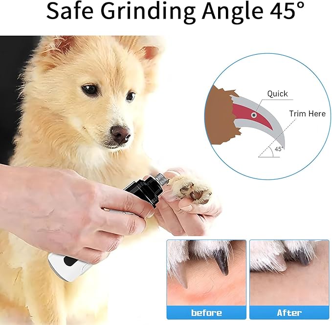 Electric Dog Nail Grinder - USB Rechargeable Electric Nail Trimmer with 3 Diamond Grinding Heads for Small to Large Dogs & Cats-PurrikoPets