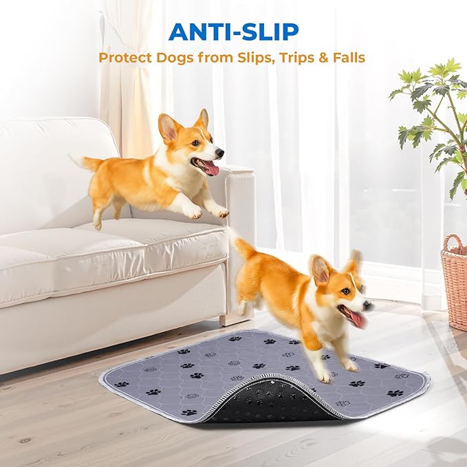 Fostanfly Reusable Puppy Pads, 2 Pack 18"x 24" Washable Pee Pads for Dogs, Absorbent and Leakproof Wee Wee Mat, Waterproof Non Slip Training Mats for Potty, Crate, Playpen, Bed, Sofa-PurrikoPets