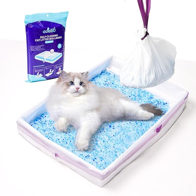 12 Count Litter Box Liners, Waste Bags Compatible with Pet-safe ScoopFree Self-Cleaning Litter Box Tray, Drawstring Litter Bags for Reusable Tray, Pre-Separated (38"L x 14.5"W x 7.8"H)-PurrikoPets