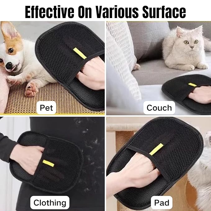 2PCS Pet Hair Removal Glove, 2025 Pet Hair Remover Electrostatic Gloves Washable Reusable Grooming Tool for Cats & Dogs Furniture Bed Sheets Couch Clothes Carpet Car Seat-PurrikoPets