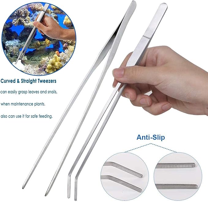 7 in 1 Aquarium Aquascaping Tools Kits,Stainless Steel Aquarium Plant Tools Tweezers Scissors Scrapers for Aquarium Tank Clean Fish Tank Aquascape Tools Sets-PurrikoPets