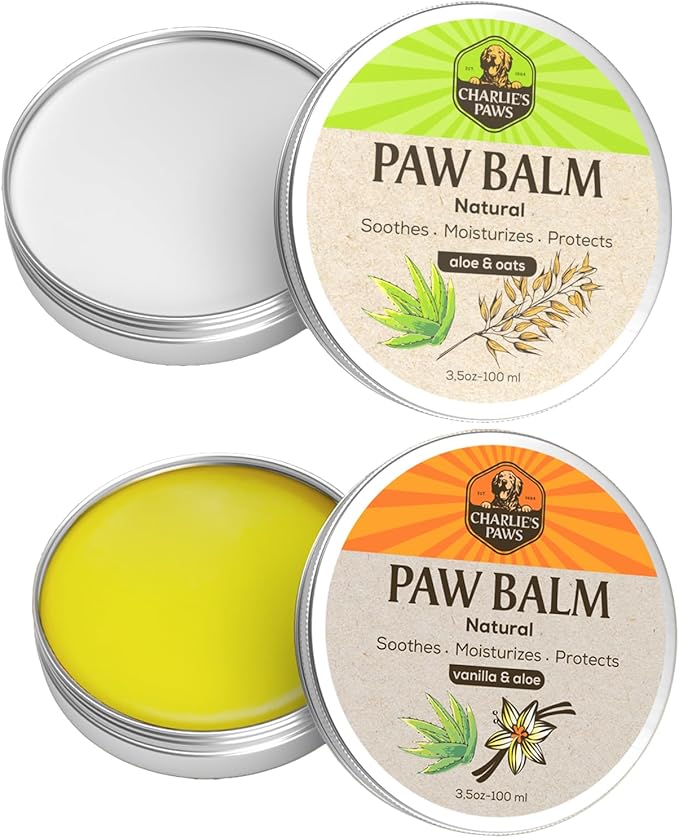 2 Pack Paw Balm 100% Natural Oil Aloe Oats Vanilla for Dog and Cat Paw Pad Balm Dog Nose Balm Paw Moisturizer Wax for Dog Pet Puppy Protect Dry Cracked Paw Foot Heals Restores Paw Elbows 3.5 Oz-PurrikoPets