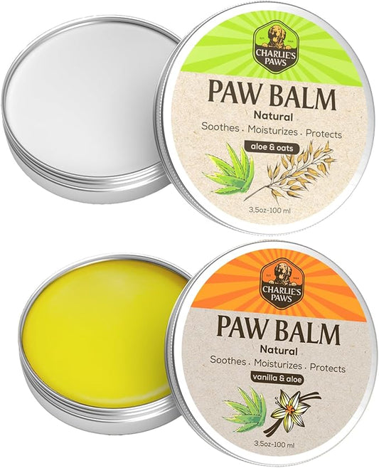 2 Pack Paw Balm 100% Natural Oil Aloe Oats Vanilla for Dog and Cat Paw Pad Balm Dog Nose Balm Paw Moisturizer Wax for Dog Pet Puppy Protect Dry Cracked Paw Foot Heals Restores Paw Elbows 3.5 Oz-PurrikoPets