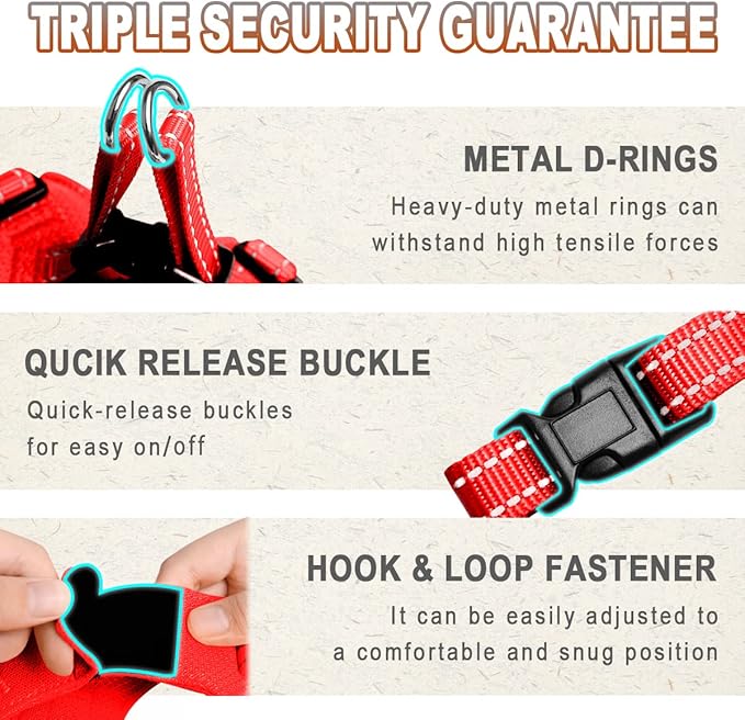 Dog Harness Step in Dog Vest Harness, Reflective Adjustable Puppy No Pull Harness Breathable Soft for Small and Medium Dogs Cats, Red, XS-PurrikoPets