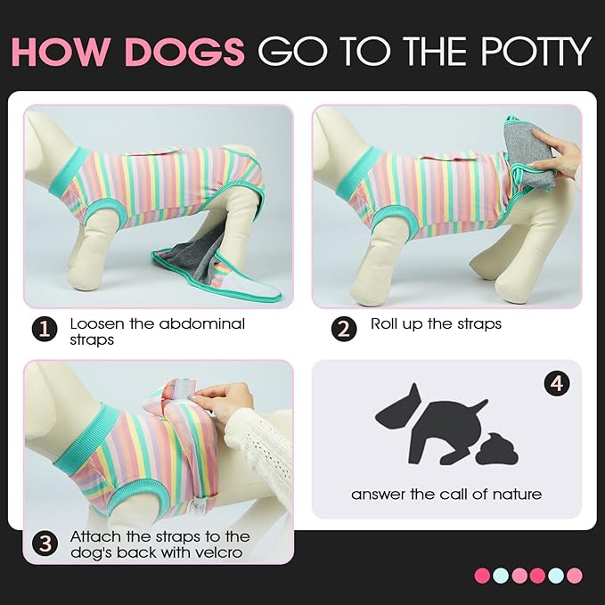 FUAMEY Recovery Suit for Dogs After Surgery,Soft Breathable Dog Bodysuit E-Collar & Cone Alternative Surgical Suit,Male Female Dog Neuter Spay Suits Anti Licking Wounds Onesie Mint Green Stripes XS-PurrikoPets