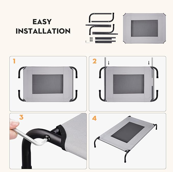 Elevated Dog Bed Raised Dog Bed Outdoor for Large Medium Size Dogs Place Bed Easy Clean Breathable, Comfortable,Rugged Durable Raised Pet Bed Up to 130 lbs,42in-PurrikoPets