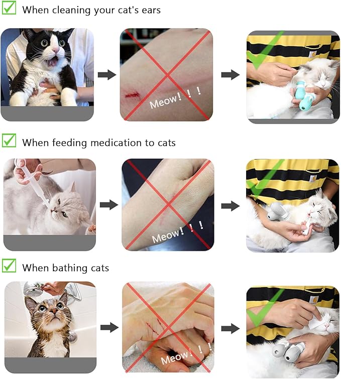 4 Pieces Cat Scratch Cover for Nursing Rehabilitation Cat Boots for Cats Only, Adjustable Cat Bathing Gloves (Grey)-PurrikoPets