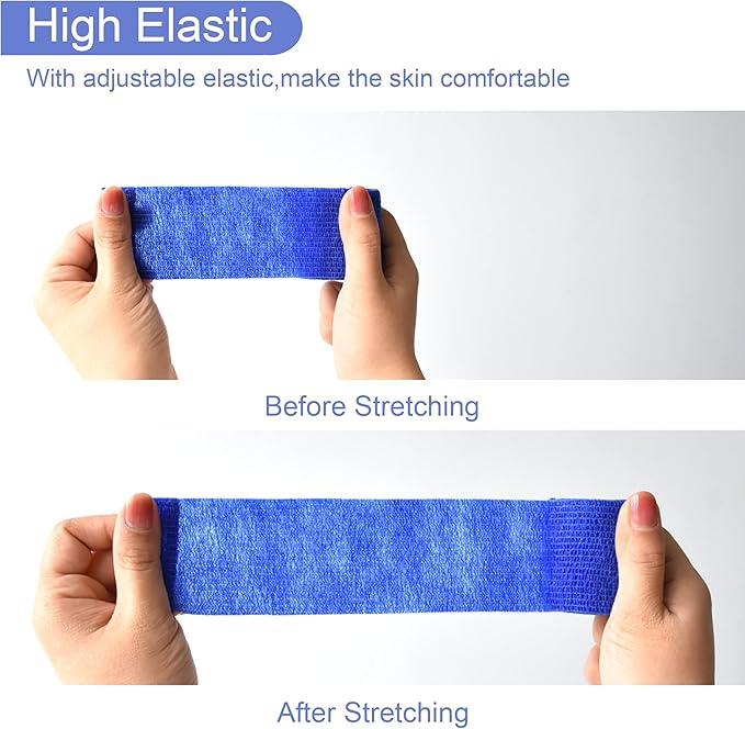 9 Pack 2" x 5 Yards Self Adhesive Bandage Wrap Self Stick Wrap for Ankle, Wrist, Finger, Sports, Breathable Cohesive Vet Tape for Pets (D Dark Blue)-PurrikoPets