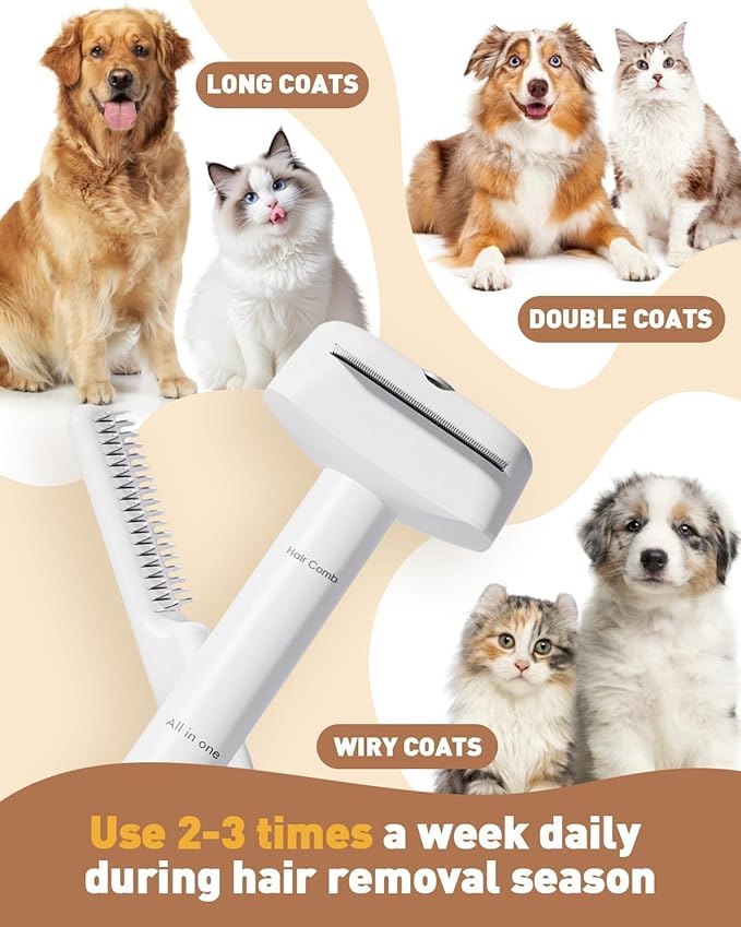 3-in-1 Dog Brush for Shedding, Multifunctional Deshedding Dog Brush for Short Haired Dogs and Cats, Pet Combs for Grooming Matting, Effectively Deshedding and Removes Dirt for Pets-PurrikoPets