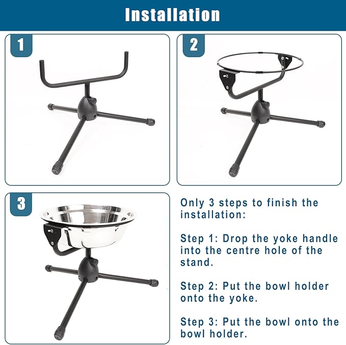 Elevated Dog Bowl with Adjustable Metal Stand,Large Size for Dogs Between 60 and 100 lbs, 0.8 Gal 3 Liter Stainless Steel Dog Food Bowl Water Bowl Height Adjustable Non-Slip Raised Dog Bowl Set-PurrikoPets