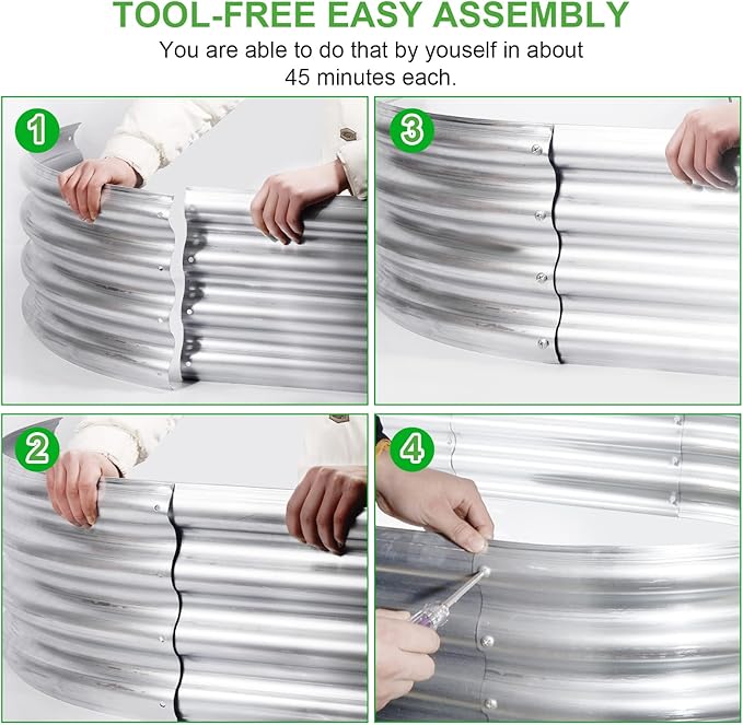 2Pack Raised Garden Bed 6×3×1FT,Galvanized Planter Box Oval Large Matel Steel Backyard Beds Outdoor for Vegetables,Flowers,Herbs,Plant-PurrikoPets