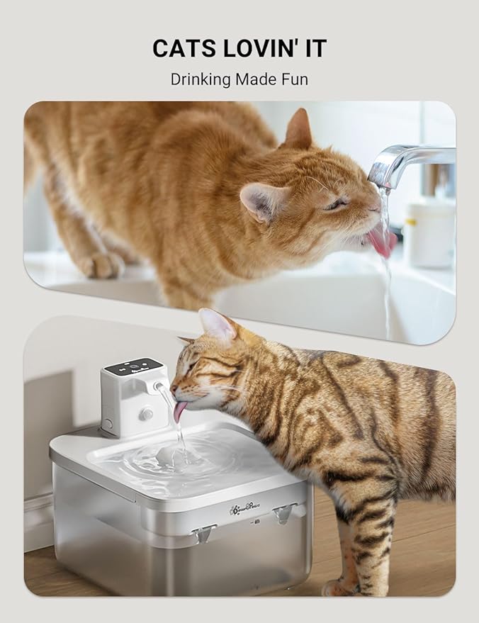 DownyPaws Battery Operated Cat Water Fountain, 84oz/2.5L Fursink Wireless Pet Water Fountain for Cats Inside, Automatic Dog Water Dispenser with Motion Sensor, Ultra Quiet Pump, BPA-Free, White-PurrikoPets