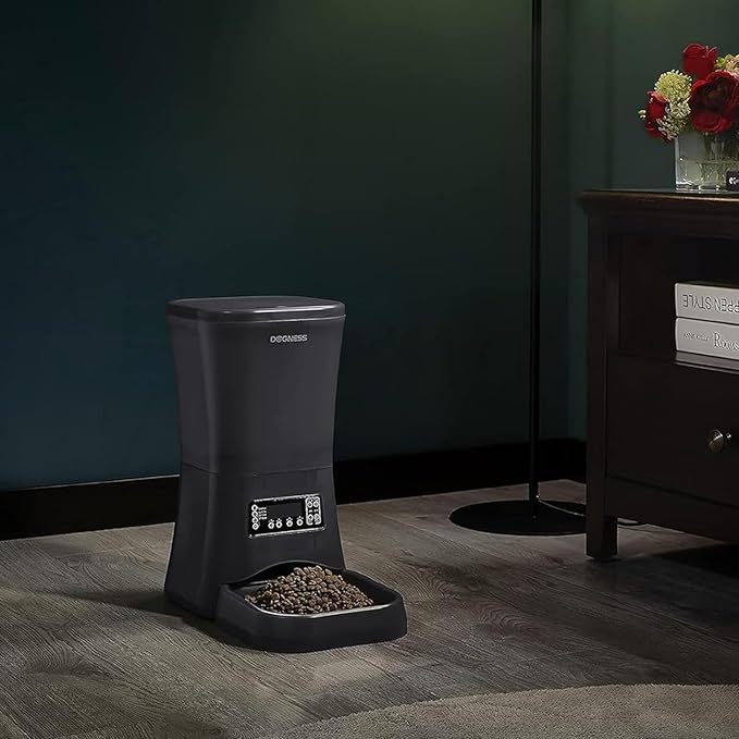 DOGNESS 9L Dog Feeders for Large Dogs, Automatic Dog Feeder with Timer Extra Large, Programmable Auto Pet Food Dispenser Feeder, Portion Control, Voice Recording, Battery and Plug-in Power (Black)-PurrikoPets
