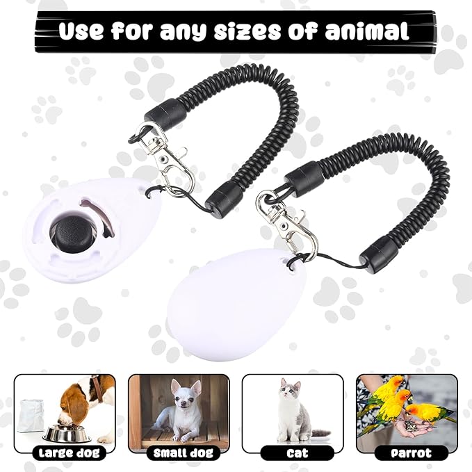 Frienda 18 Pieces Dog Training Clicker, Pet Behavioral Training Clickers with Wrist Strap for Dogs Cats Puppy Birds Horses (White)-PurrikoPets