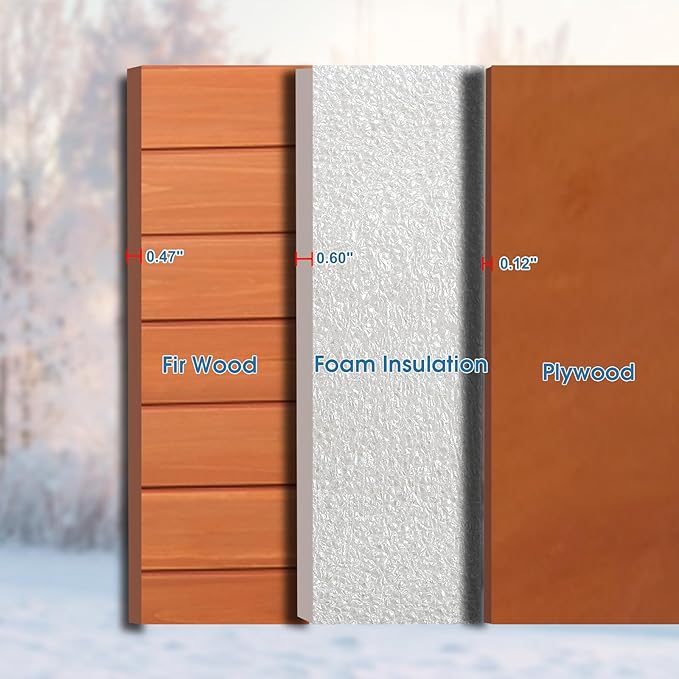 Dog House Outdoor Insulated 34.3" L Dog Kennel 6 Sides All-Round Foam Winter Weatherproof for Small Medium Dogs with Strong Metal Chew Proof Frame-PurrikoPets