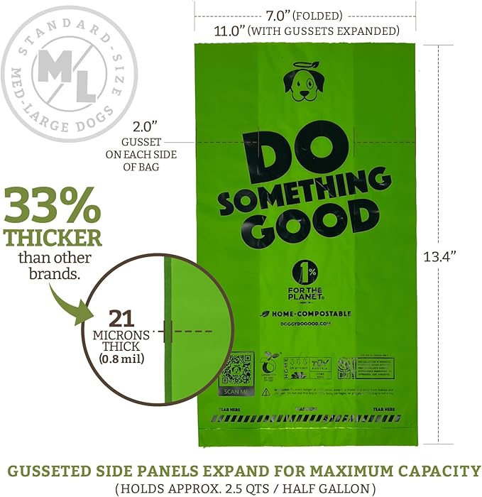 Doggy Do Good Poop Bags for Dogs (200 Ct), Easy Open Dog Poop Bags Rolls, Certified Home Compostable-PurrikoPets