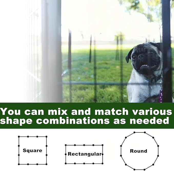 Dog Playpen,24 32 40 48 in(H) Pet Fence Outdoor for Rv Camping,Garden Fence Medium Animal Barrie for Yard,11Ft(L)-56Ft(L) Black Metal Temporary Fencing-PurrikoPets