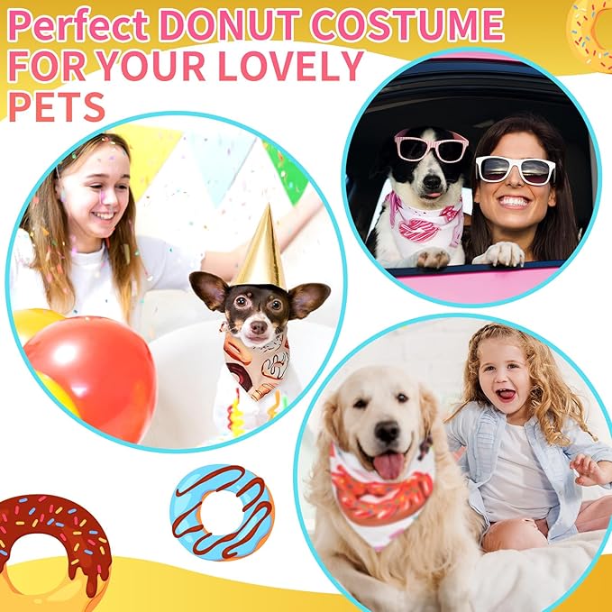 100 Pcs Dog Bandanas Bulk Pet Bibs Colorful Triangle Scarf Pet Bandanas for Medium Large Dogs Spring Summer Birthday Costume Decoration (Donut)-PurrikoPets