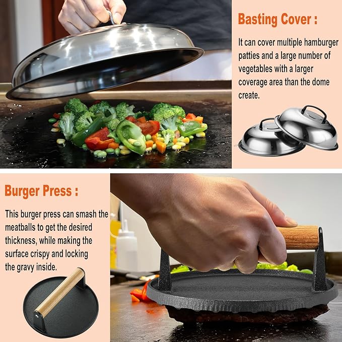 38PCS Griddle Accessories Kit, Professional Grill Tools Set for Outdoor Barbecue, Stainless Steel Griddle Spatula Set with Tongs, Smash Burger Press, Carry Bag, Perfect Grilling Gifts-PurrikoPets