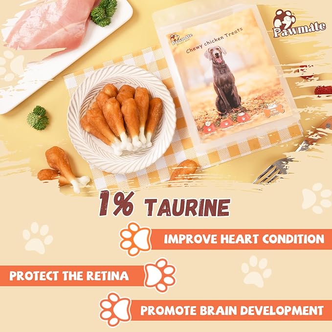 Dog Treats, Chicken Wrapped Calcium Bone Rawhide-Free Grain-Free Training Treats for Dogs Teeth Cleanning Breath Fresh Dog Chewy Snacks for Medium Large Dogs 10.6oz or 18-19 pcs-PurrikoPets